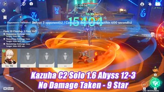 Kazuha C2 Solo 1.6 Abyss Floor 12-3 No Damage Taken 9 Star Gameplay - Genshin Impact