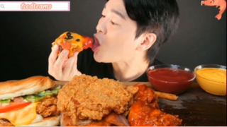 Burger - gà part 1 #mukbang