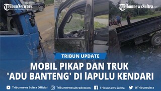 Video Mobil Pikap dan Truk 'Adu Banteng' di Lapulu Kota Kendari Sulawesi Tenggara, Satu Mobil Hancur