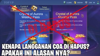 KENAPA LANGGANAN COA DI HAPUS? APAKAH INI ALASANNYA? MOBILE LEGENDS