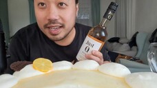 ASMR EATING SOUNDS - LEMON CHEESECAKE PIE & ROSÉ WINE