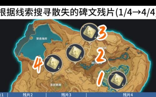 [Genshin Impact 3.6] Mencari Fragmen Prasasti yang Hilang Berdasarkan Petunjuk (0/4 ➡️ 4/4)………… (Pan