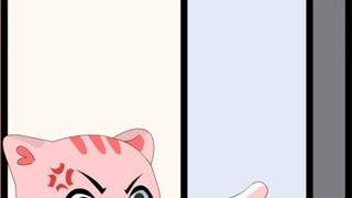 The cat wants to eat strawberries~