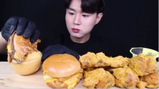 ASMR MUKBANG đùi gà chiên giòn cùng humbuger #mukbang #asmr