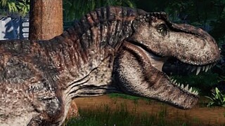 2 T-Rex Hunting Triceratops & Edmontosaurus - Jurassic World Evolution Mods (4K 60FPS)