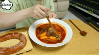 Bánh mì bơ tỏi và tokbokki bánh tráng phần 5 #mukbang
