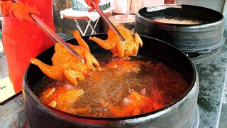 Món ăn đường phố Hàn Quốc 가장 싼 가마솥 통닭, 닭다리, 닭날개 - 음성5일장 / giant cauldron whole chicken - korean str