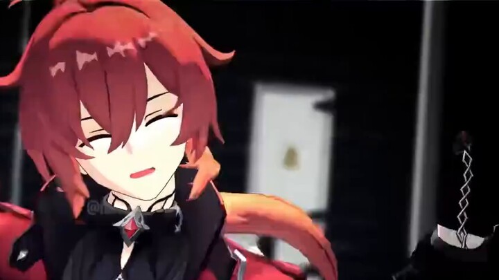 The most manly raptor and beast racing (dance) scene in Teyvat - Diluc & Leosly (no CP, pure manline