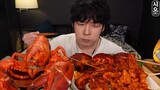 Mukbang Seafood Kukus Pedas *Lobster, Jamur Enoki, Gurita, Mie, Abalon... Yummy 😋 Yt Sio Asmr