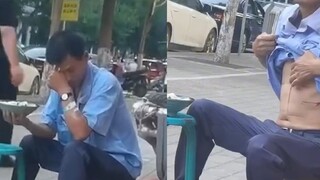 Man with esophageal cancer can't eat, breaks down after putting down his bowl and wipes away tears; 