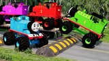 Flatbed Trailer Monster Trucks Transportation - Thomas the Train vs Giant Hand Slap | BeamNG.Drive