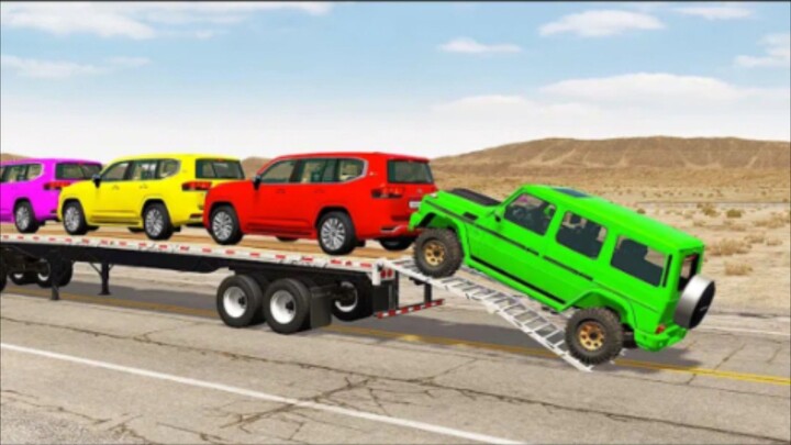 Flatbed truck mcqueen | transportaton with truck - pothol vs car #BeamNG.Drive