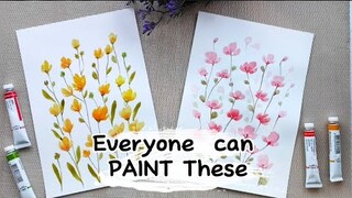 2 Beginners friendly Flowers Watercolor * Easy & Beautiful