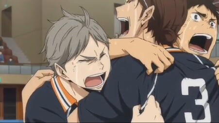 I couldn't help crying when I saw Karasuno defeat Shiratorizawa. Karasuno is no longer "the lonely s