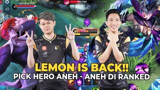 LEMON KEMBALI, PICK HERO ANEH DI RANKED. KANGEN LEMON PICK YANG TAK BIASA - MLBB