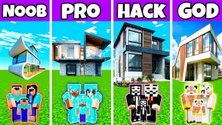 Minecraft: BEAUTY PRETTY HOUSE BUILD CHALLENGE - NOOB vs PRO vs HACKER vs GOD