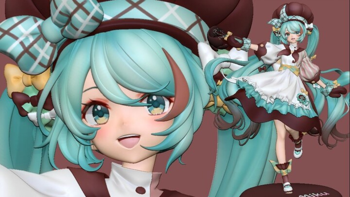 巧克力蛋糕初音未来手办原型展示