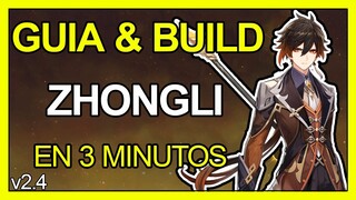 La MEJOR BUILD de ZHONGLI en 3 MINUTOS | GUIA | ARMAS | ARTEFACTOS | EQUIPOS | GENSHIN IMPACT