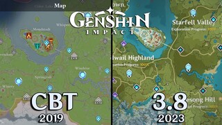 Genshin Impact Map Evolution From CBT 2019 To Version 3.8 2023 Latest Version!!