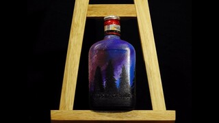 Cara melukis di botol kaca dengan cat acrylic || Landscape pohon cemara