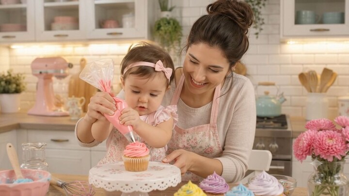 Baby's First cute cupcake 🧁! Look how cute is to watch the baby icing the cupcake 🧁! #viral #short