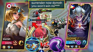 DYRROTH VS EDITH GLOBAL MYTHICAL GLORY | INTENSE MATCH | MUST TRY THIS HIGH RANK BEST BUILD