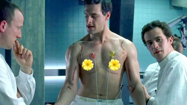 The male lead is surgically enhanced with artificial muscles all over his body, only to discover it’