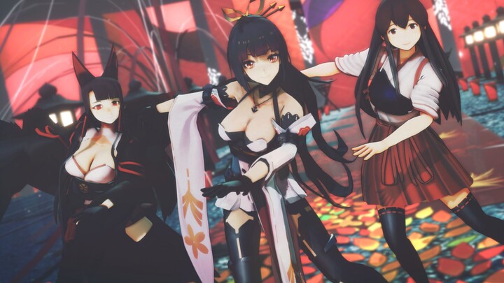 [MMD Azur Lane x Azure Oath x Ship C] Three People Akagi de Peach Blossom Love Song [1080p60]