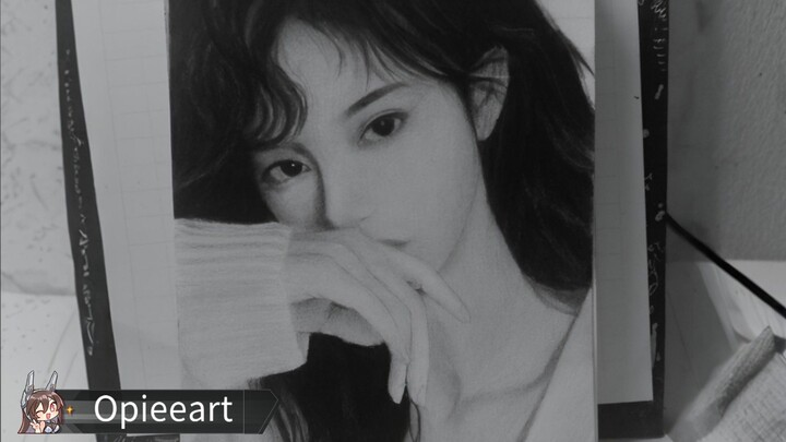 (DRAWING) Girl with Charcoal pencil