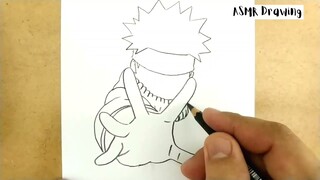 ASMR drawing Naruto ... VERY EASY ,, how to draw NARUTO manga from japa