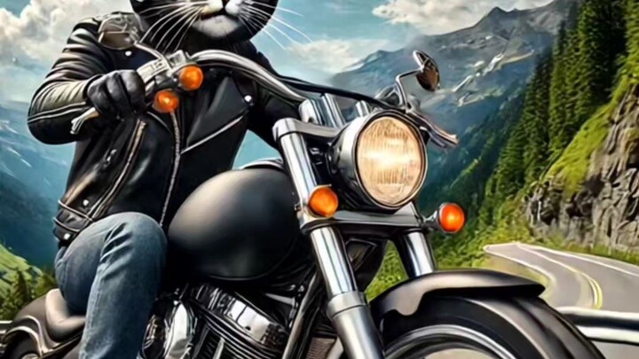 Kucing Biker Paling Keren! 🏍️🔥 Melaju di Jalanan Gunung! 😎