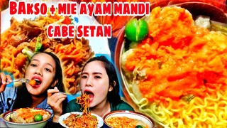 PEDAS MAMPUS!!MIE AYAM+ BAKSO MANDI CABE RAWIT MERCON 🔥🔥