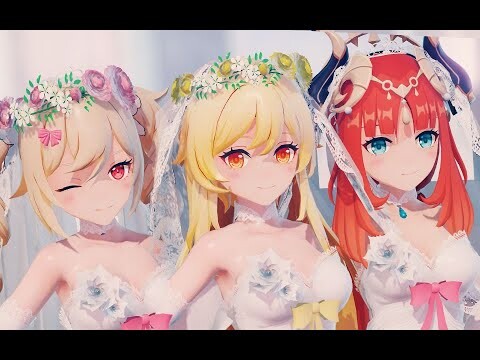 【Genshin Impact MMD／4K／60FPS】「PURE WHITE ANGELS」 Lumine × Barbara × Nilou【Pico Pico Tokyo】