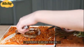 Mì gà xào cay, kim chi hành lá, lòng bò phần 9 #mukbang