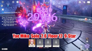 Yae Miko Solo 2.6 Floor 12 9-Star - Double Pyro Abyss Lector 12-3 Fight Guide