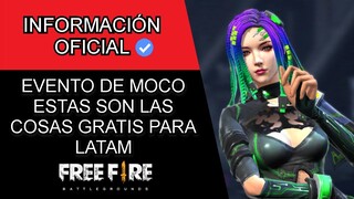 ¡NUEVOS EVENTOS! ESTAS SON LAS 15 COSAS GRATIS DEL EVENTO DE MOCO! PERSONAJE MOCO GRATIS FREE FIRE!!