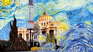 Karya realitas campuran karya seniman Meksiko — jalan raya bergaya Van Gogh
