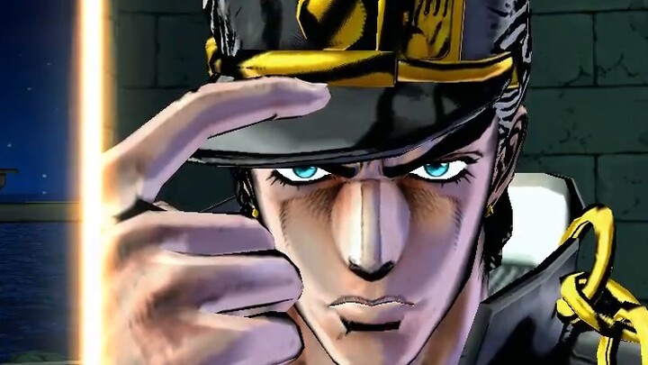 Joseph di puncaknya & Jotaro yang hanya bisa berhenti setengah detik