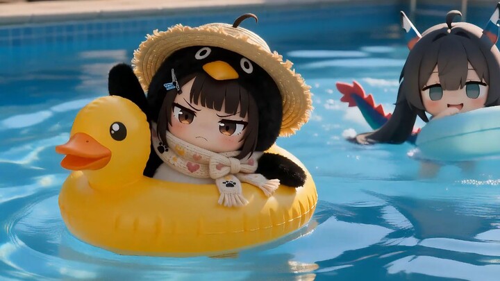 Accompanying Xiaoguga to go swimming