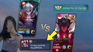 I USE EPIC ACCOUNT TO PRETEND A GIRL THEN CHALLENGE MYTHICAL GLORY DYRROTH 1v1!!