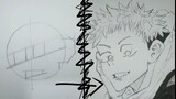 cara menggambar itadori Yuji dari anime jujutsu kaisen simpel untuk pemula