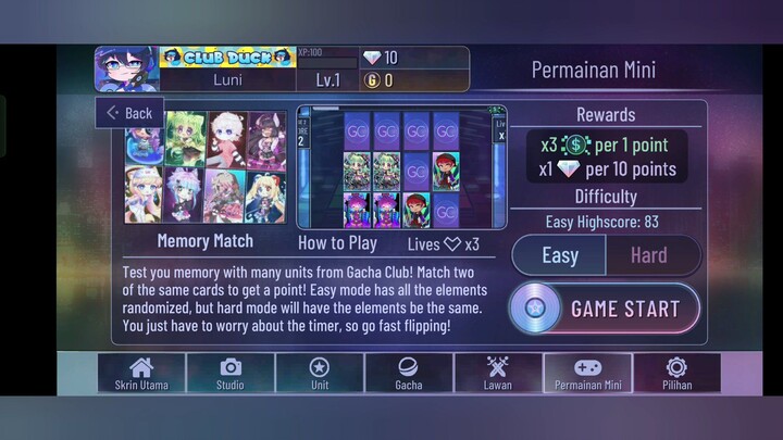 tes daya ingat kita lewat permainan di gacha club game