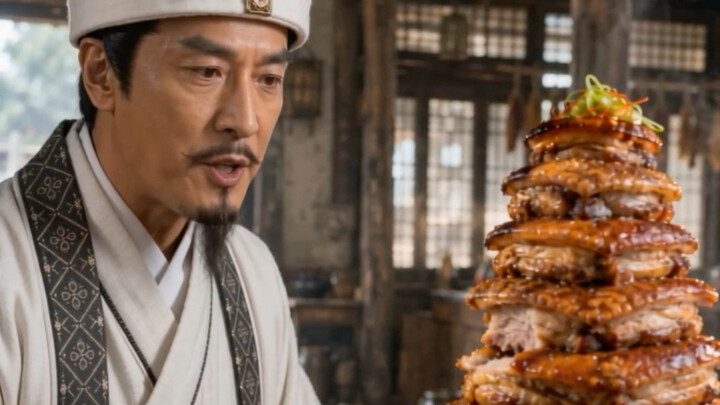 Zhuge Liang and Zhou Yu ate a giant meat tower and almost came to blows.