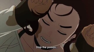 Okarun kicked Momo with all his might, sending her back to the surface.
