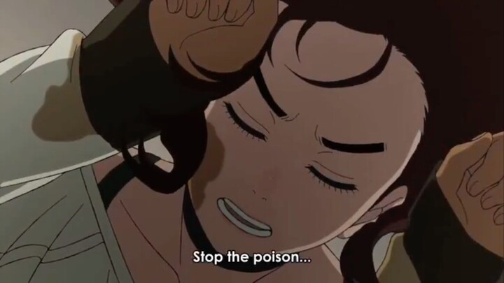 Okarun kicked Momo with all his might, sending her back to the surface.