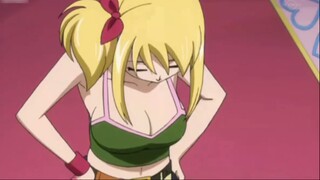 "Fairy Tail | Lucy & Happy" Happy is so cute~ This scene is like a child acting coquettishly to his 