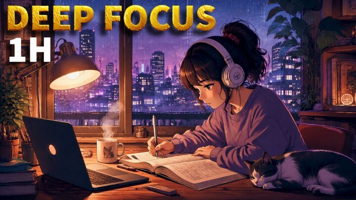 【1 HOUR LOFI】 Late Night Study Session 📚 Deep Focus & Cozy Rain