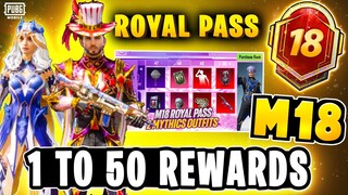 M18 ROYAL PASS 50 RP OUTFITS | 2 FREE MYTHICS IN ROYAL PASS | MONTH 18 ROYAL PASS PUBGM