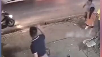 What?! A kid got knocked flying by the Ghost Fire Boy!!