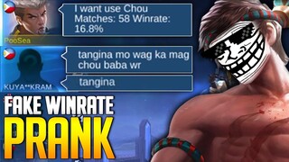 FAKE WINRATE PRANK | CHOU PRANK PART 1 | MOBILE LEGENDS: BANG BANG